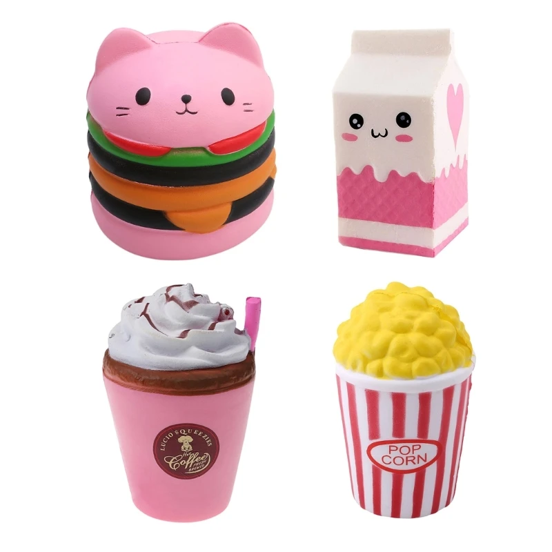 

4pcs Squeezable Toy Realistic Hamburger Model Food Props Kids Toy Slow Rise Stress Relief Children Gift GXMB