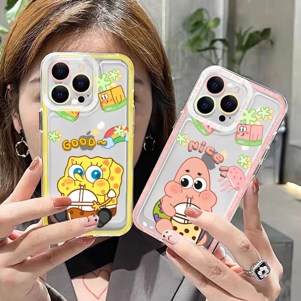 

Cute Anime SpongeBobs Phone Case for Xiaomi Redmi Note 12C 11 10 Pro Plus 10C 9A 9C 9T K30 K40 K50 K60 4G 5G Transparent Capa