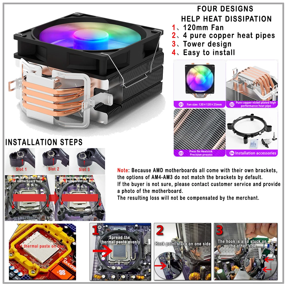 LGA 2011 Процессор Кулер Для Процессора 4PIN 120 мм 4 Тепловые Трубы Cpu Cooler 5PIN5Volt Радиатор