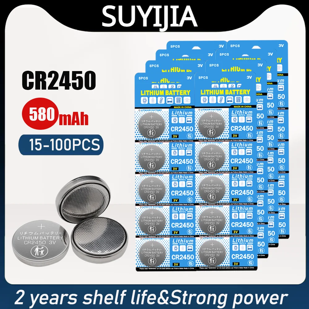 

Original CR2450 DL2450 BR2450 LM2450 KCR5029 Button Coin Cell Battery for Car Key Remote Control Watch Scale Calculator Toy