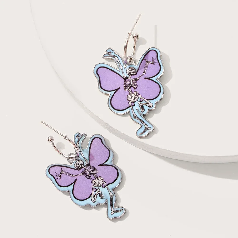 

Acrylic Cute Cartoon Butterfly Mushroom Pendant Earrings For Women New Fashion Personality Trend Party Gifts Jewelry