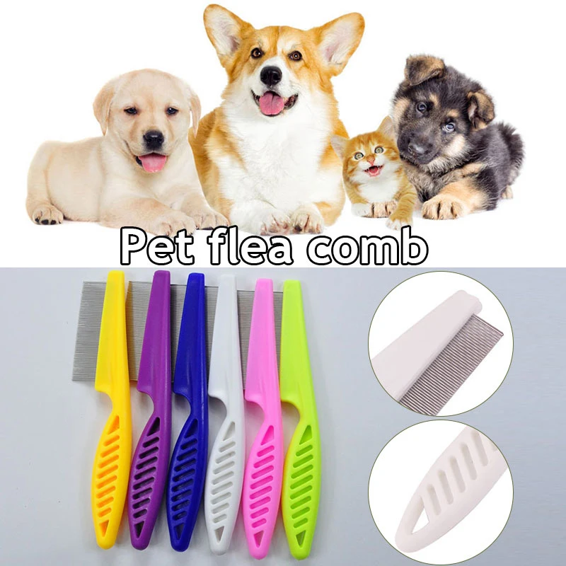 

Pet Dog Cat Anti Lice Comb Stainless Steel Long And Short Needle Dog Grooming Comb Deworming Eggs Knot Grooming Grate Flea Combs
