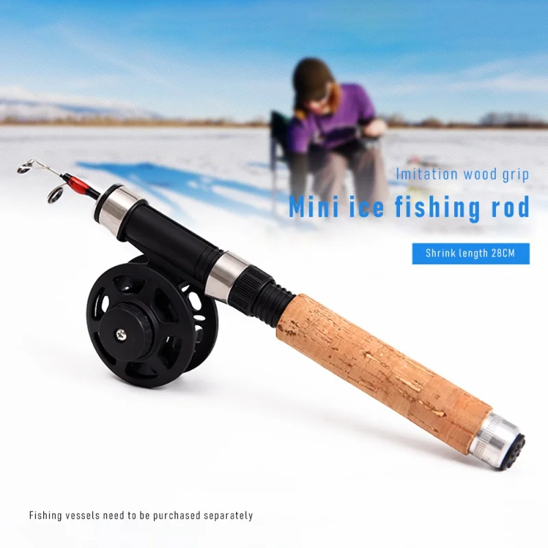 

Winter Fishing Rods Mini Ice Rod Portable Carbon Fiber Shrimp Fishing Rod Tackle Bait Anti Slip Wood Color Handle Casting Rod