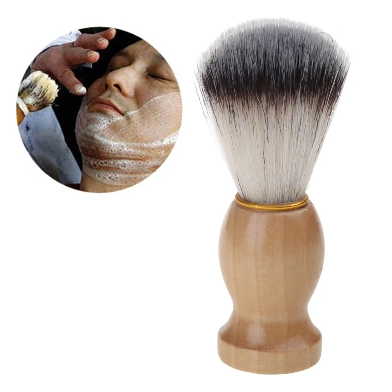 

Mens Shaving Brush with Wooden Handle Soft Nylon Hair Face Cleaning Makeup Beard Cleaner Luxury Professional Barber Salon Tool