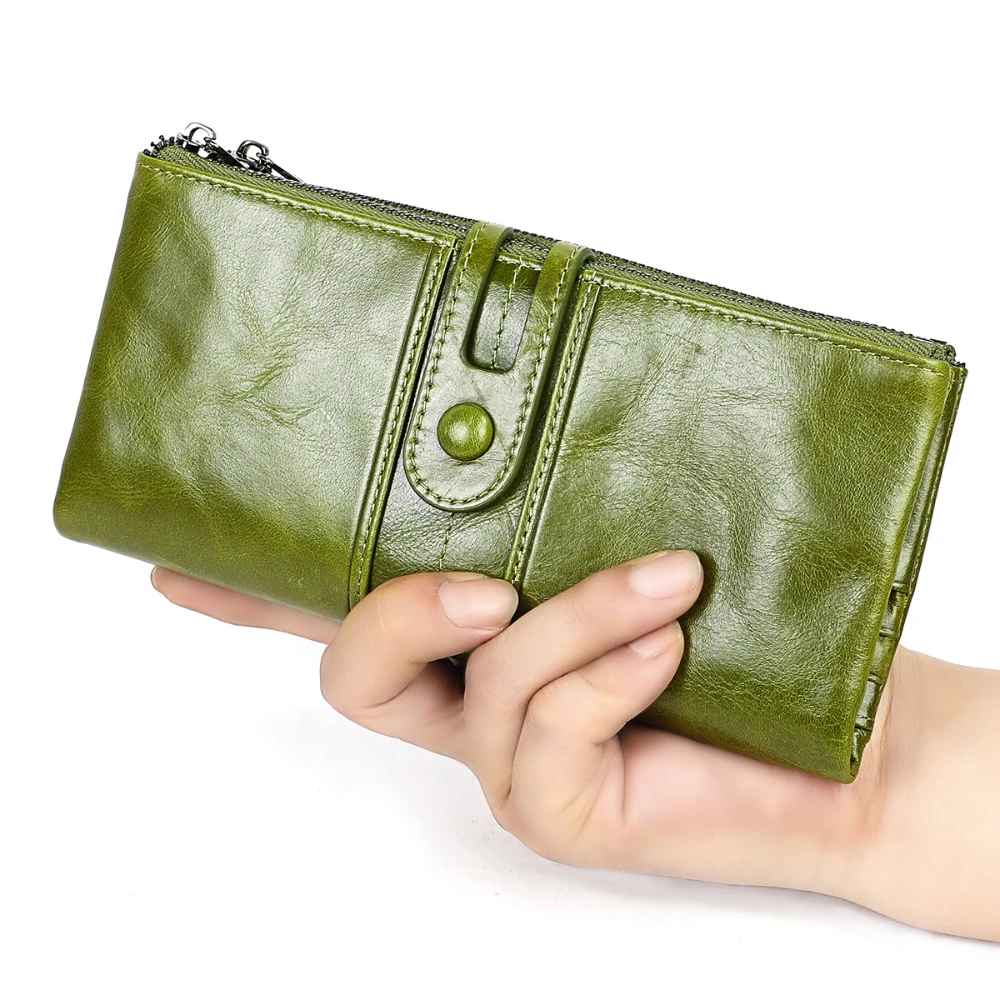Multi-functional Long Leather Zero Wallet / Cow Leather Three-fold Wallet / RFID Women Wallet