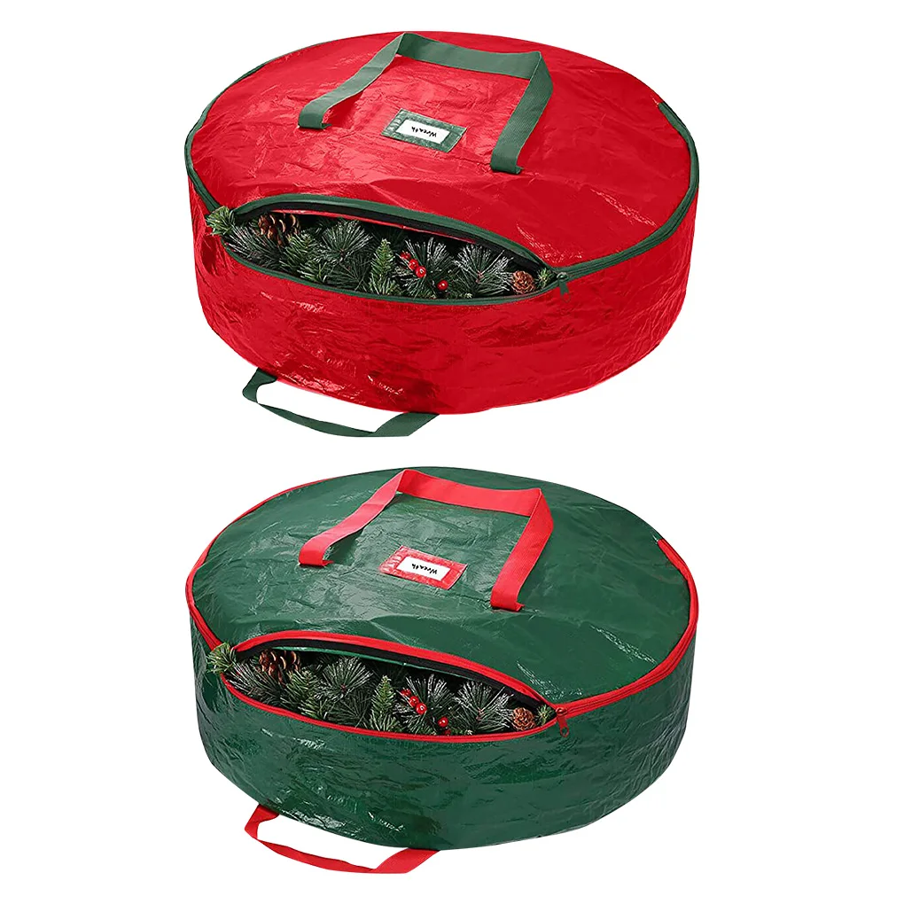 

Xmas Wreaths Bag Festival Artificial Garlands Waterproof Ornaments Decorations Storage Container Seasons Home Red