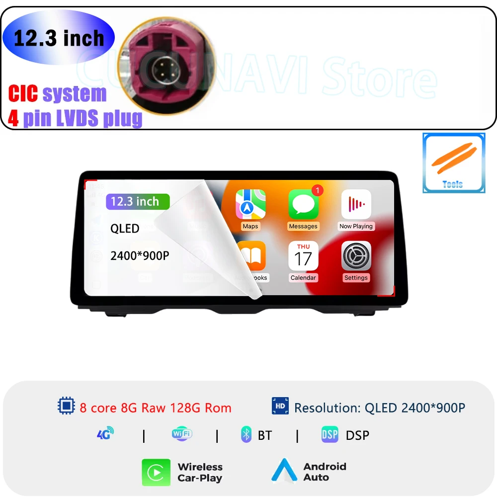 

QLED 2400*900P 12,3 дюйма для BMW 5 серии F10 F11 2011-2017 CIC NBT Система Беспроводная Carplay GPS-навигация Android Auto WIFI
