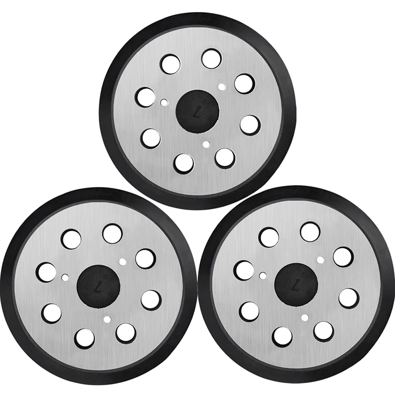 

3 Pack Sander Pads for Makita, 5inch 8 Hole Replacement Hook and Loop Sanding Disc Metal Back and Rubber Pad