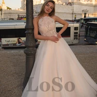 vintage wedding dress halter sleeveless lace exquisite appliques backless tulle sexy mopping gown vestido de novia women