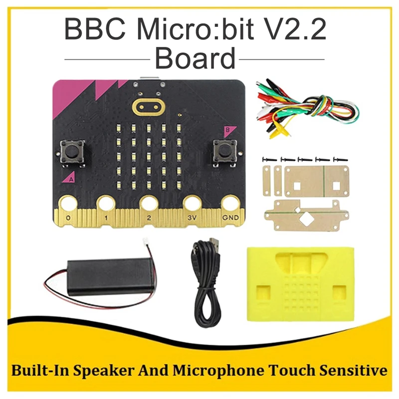 

BBC Micro:Bit V2.2 Go Kit встроенный динамик микрофон сенсорная Чувствительная программируемая обучающая макетная плата + Искусственный проект DIY