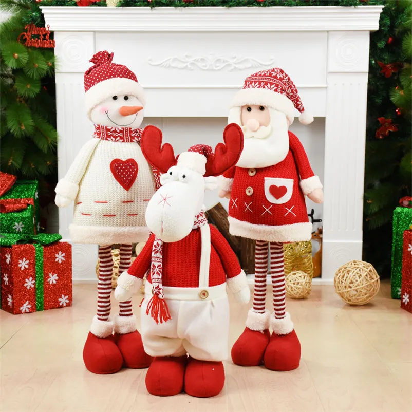 

Christmas Doll Retractable Santa Claus Snowman Elk Plush Doll Merry Christmas Decoration for Home Navidad Noel New Year Gifts