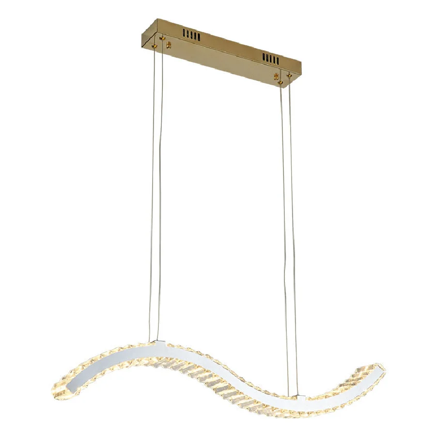 

Luxury LED Crystal Chandelier for Dining Room Kitchen S-Shaped Pendant Lamp Luster Dimmable Home Decoration Lighting Fixture