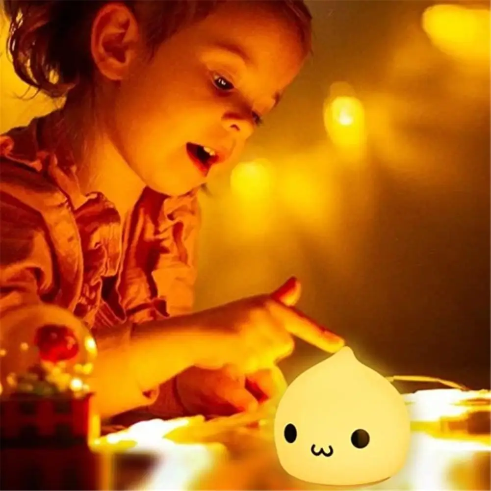 

Silicone 7-Color Night Light Led Water Drop Room Decor Bedside Lamp Gift For Girl Friend Nightlight Toys For Children Baby Goods