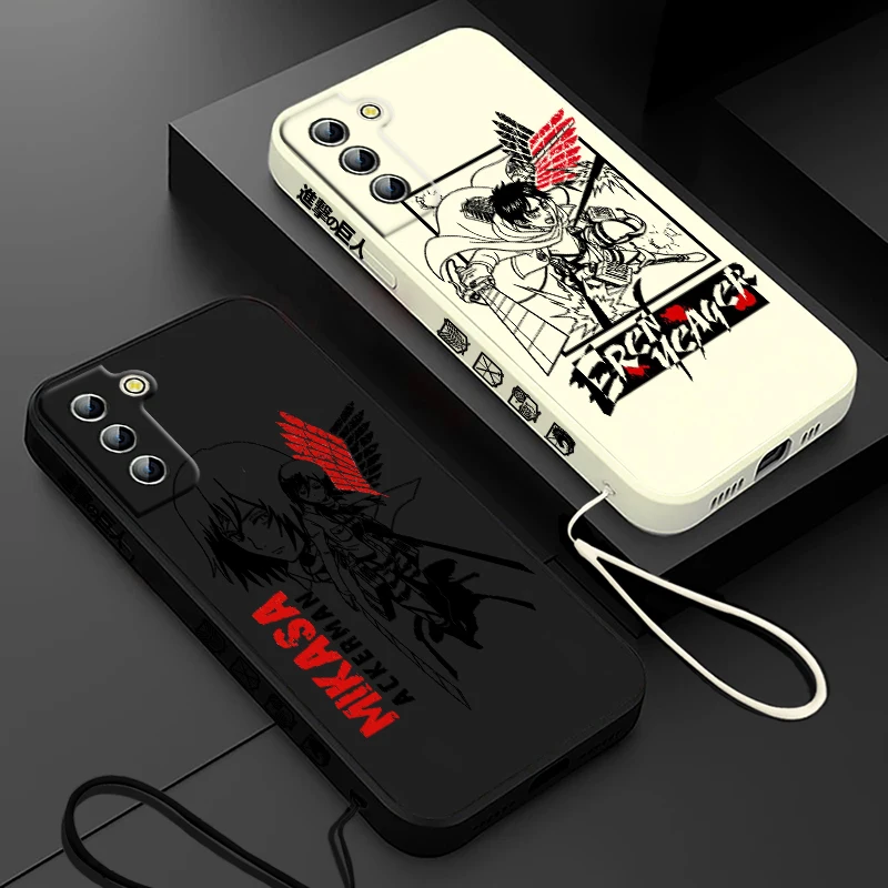 

Hot Anime Attack on Titan Samsung Phone Case For Galaxy S23 S22 S21 S20 Pro FE Note 20 Plus Ultra Liquid Left Rope Cover