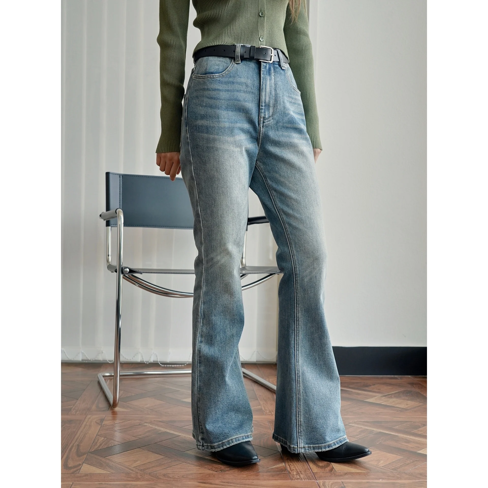 

Autumn Micro Wide Leg Flare Jeans Slim Fit Tall Slim Casual Pants For Women