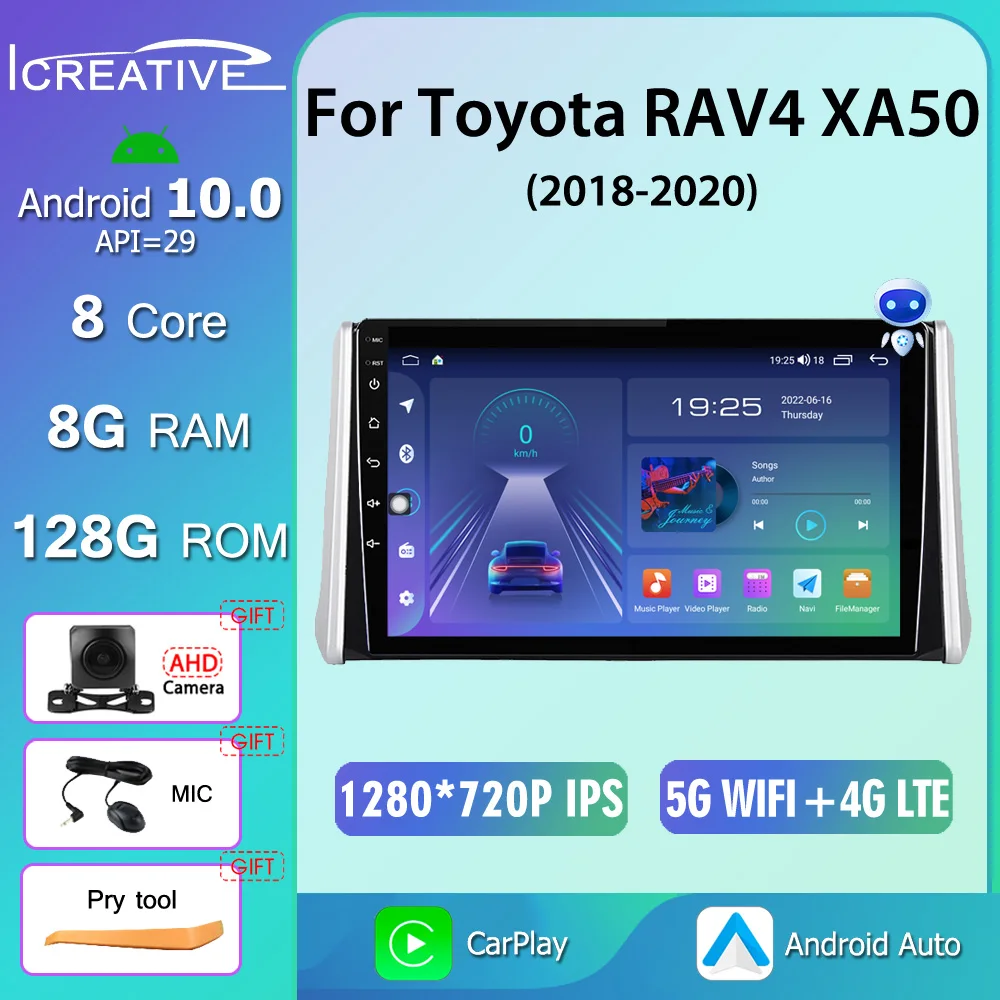 

1280*720P Android 10.0 GPS Car Radio For Toyota RAV4 XA50 2018-2020 Multimedia Video Player DSP Carplay 8G 128G IPS No 2din DVD