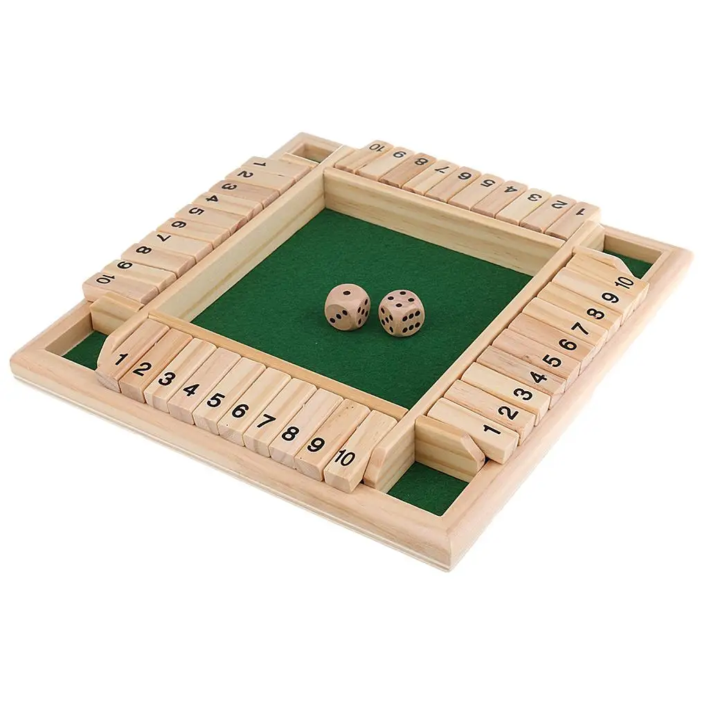 

Shut The Box Dice Game (2-) 10 Number Dice Natural Wooden