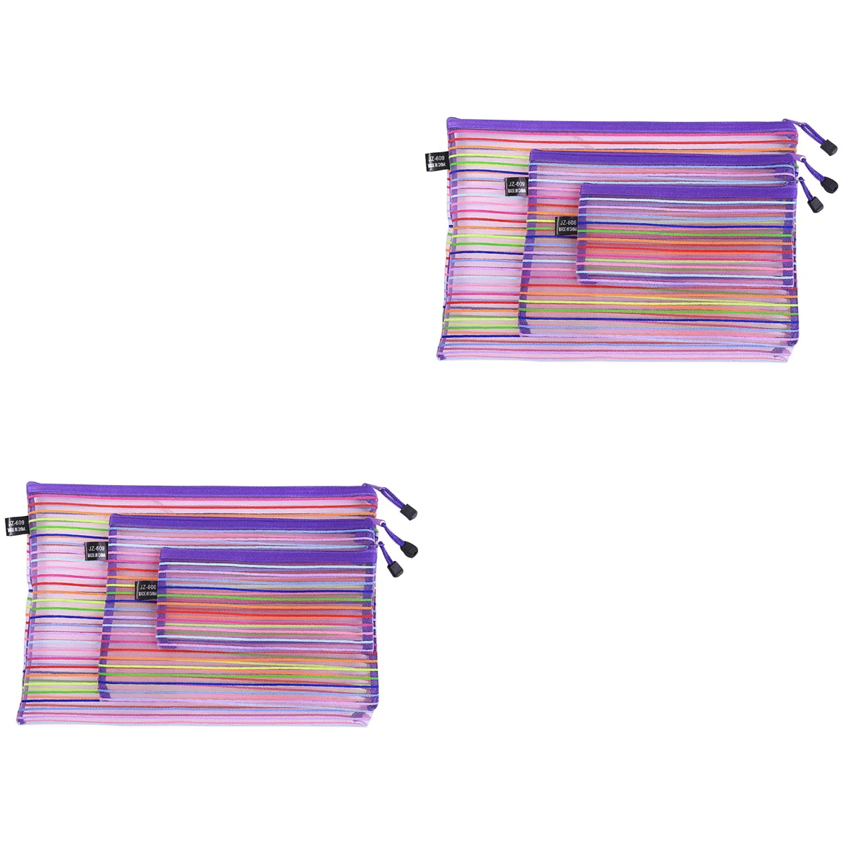 

6 Pcs Colorful File Pockets Nylon Mesh Zipper File Storage Bags Documents Organizer Pouch