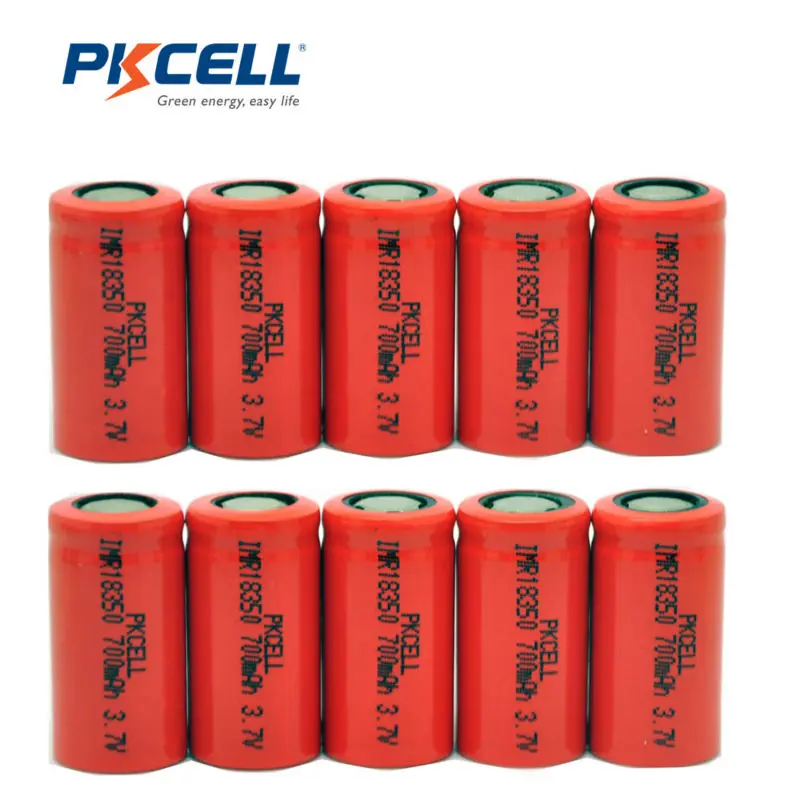 

10Pcs PKCELL 10A discharge IMR18350 IMR 18350 700mAh UH1835P Li-ion rechargeable battery