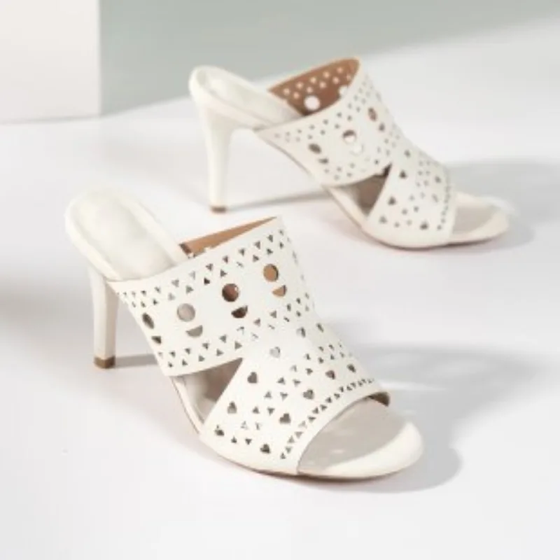 Женские летние туфли на шпильке дышащие с круглым носком открытым высоком