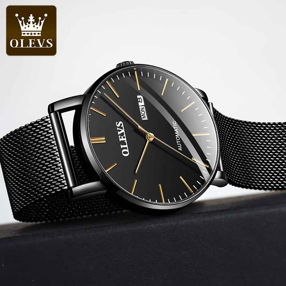 

Watch For Men 2022 Top Brand Luxury Bracelet Watches Stainless Steel Mesh Belt Watch Mechanical Automatic Clock Business OLEVS