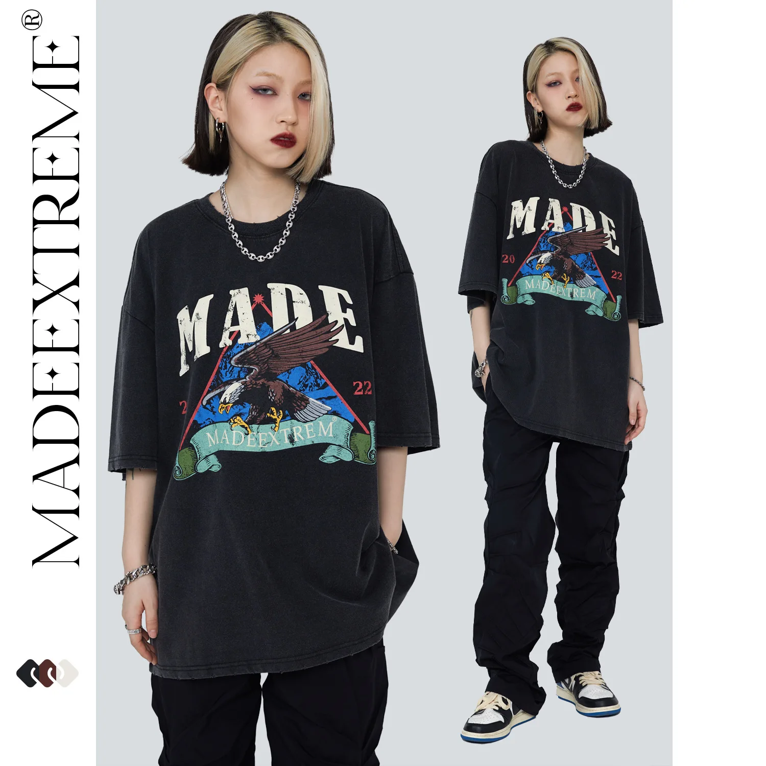 

MADEEXTREME high street women graphic t shirts 2022 new streetwear hip hop men clothing oversized casual summer gothic tees