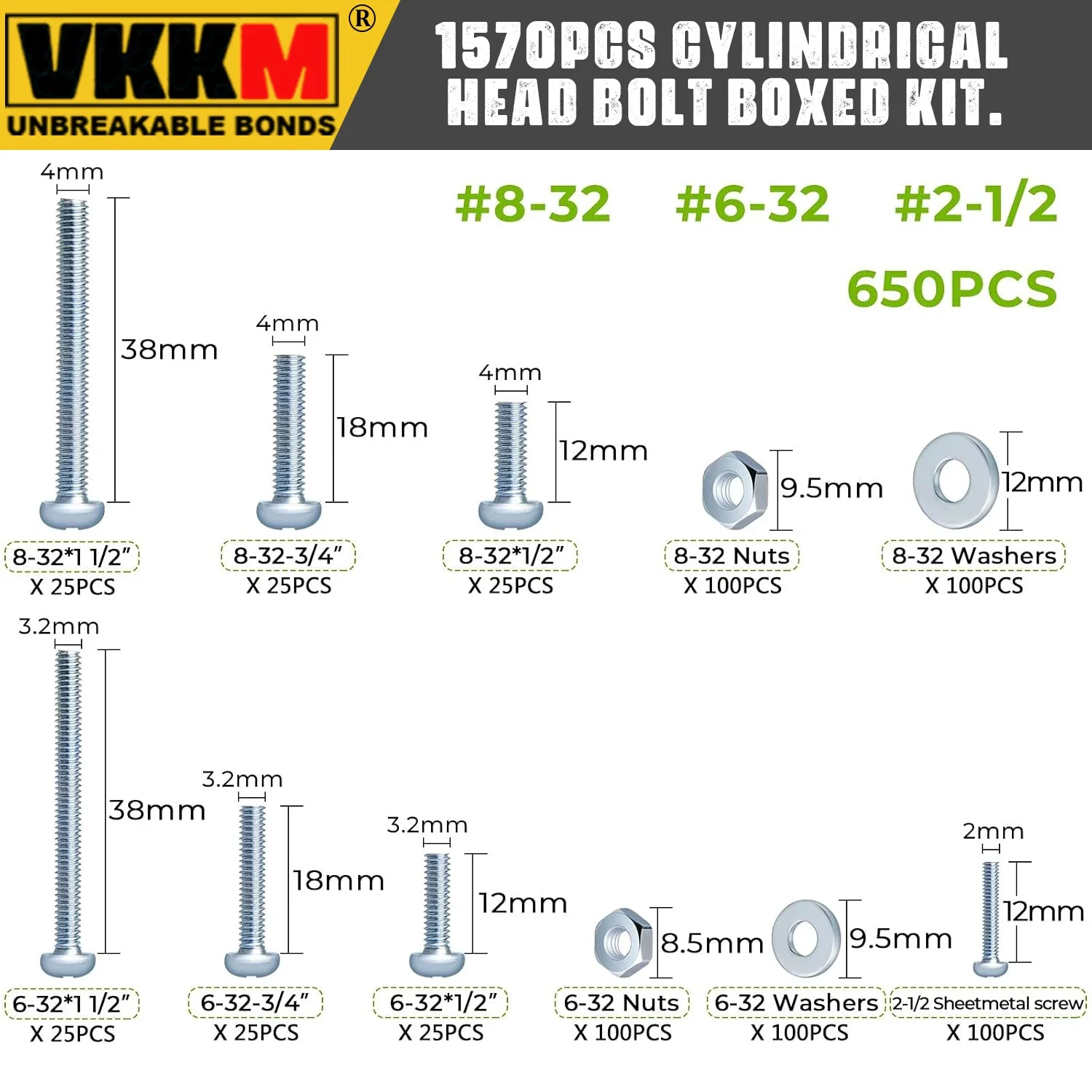 Набор для сортировки метрических болтов гайки и шайбы блокировочные 1570 шт. Фреза