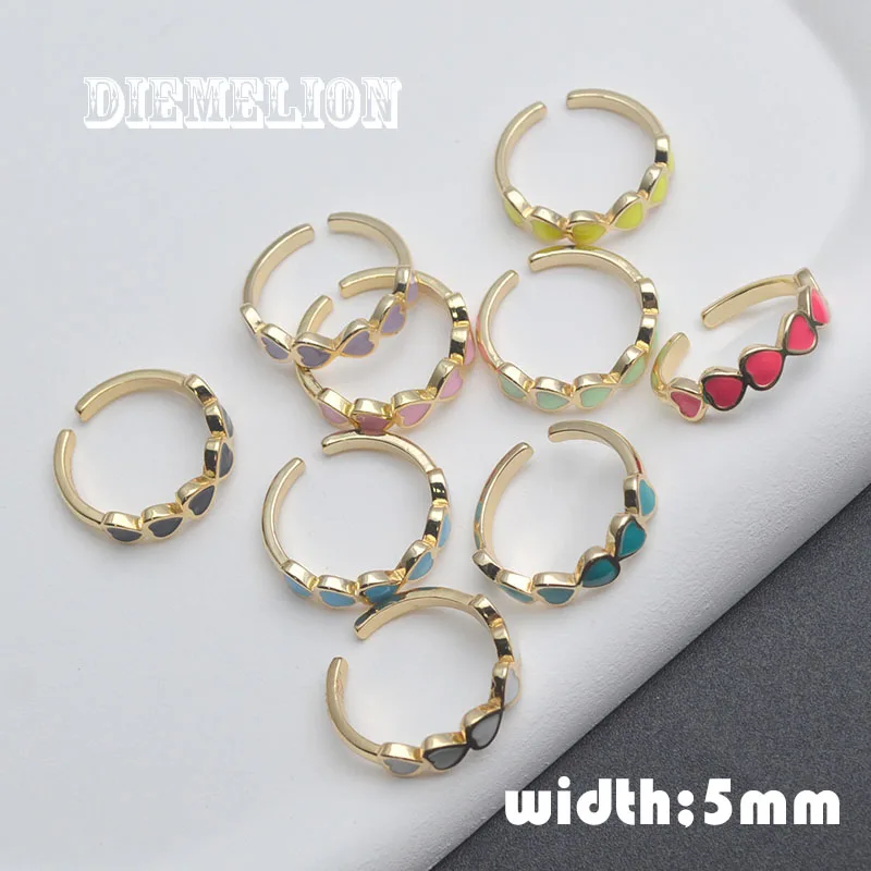 

10pcs/Lot Lover's Gift Heart Enamel Knuckle Finger Ring for Fashion Girl Women Copper Gold Plated Cuff Rings Party Jewelry