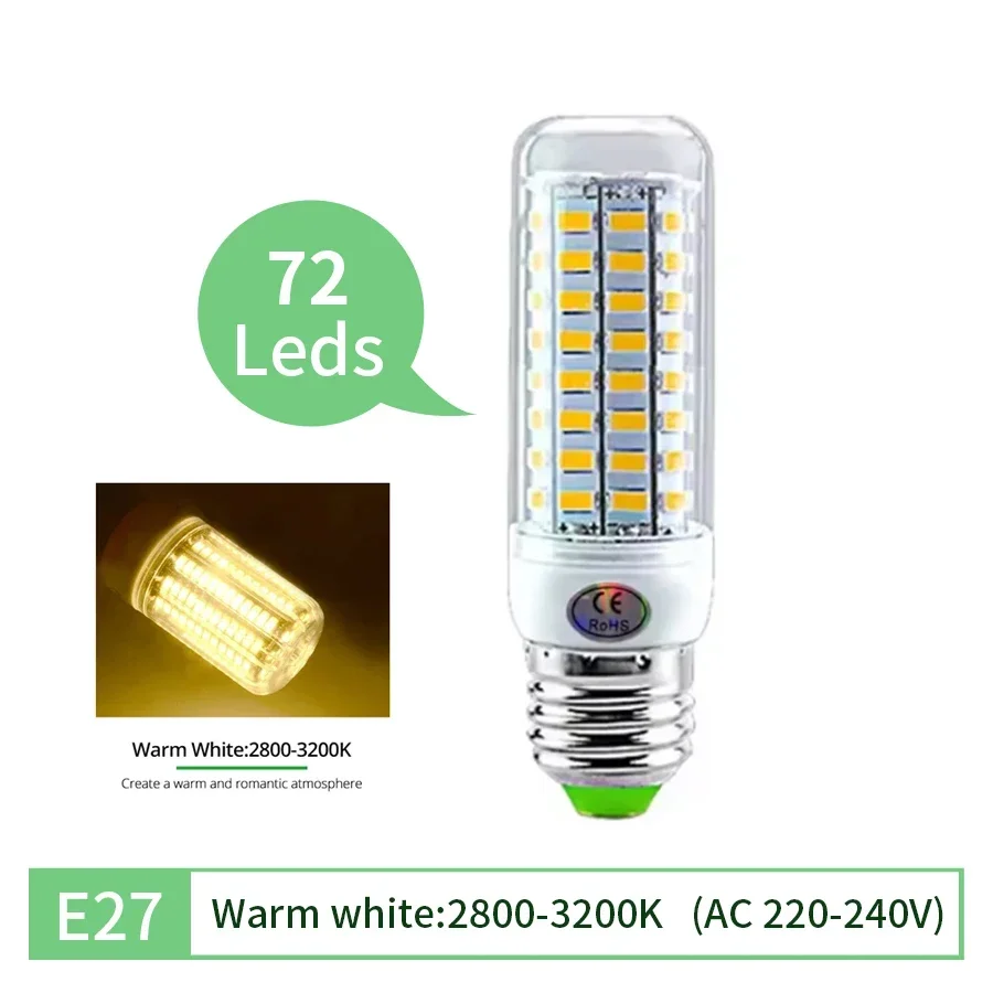 

Светодиодная лампа E27-72LED-5730 теплый белый свет