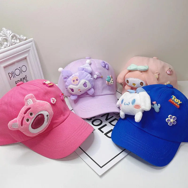 

Kawaii Sanrio Anime Baseball Cap Cinnamoroll My Melody Kuromi Wide Eaves Leisure Children Sunshade Duck Tongue Cap Creative Gift