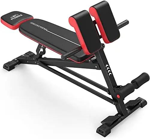 

Weight Bench, Multi-Functional Workout Bench for Full Body Workout, Roman Chair for Hyper Back Extension, Flat/Decline Bench wit