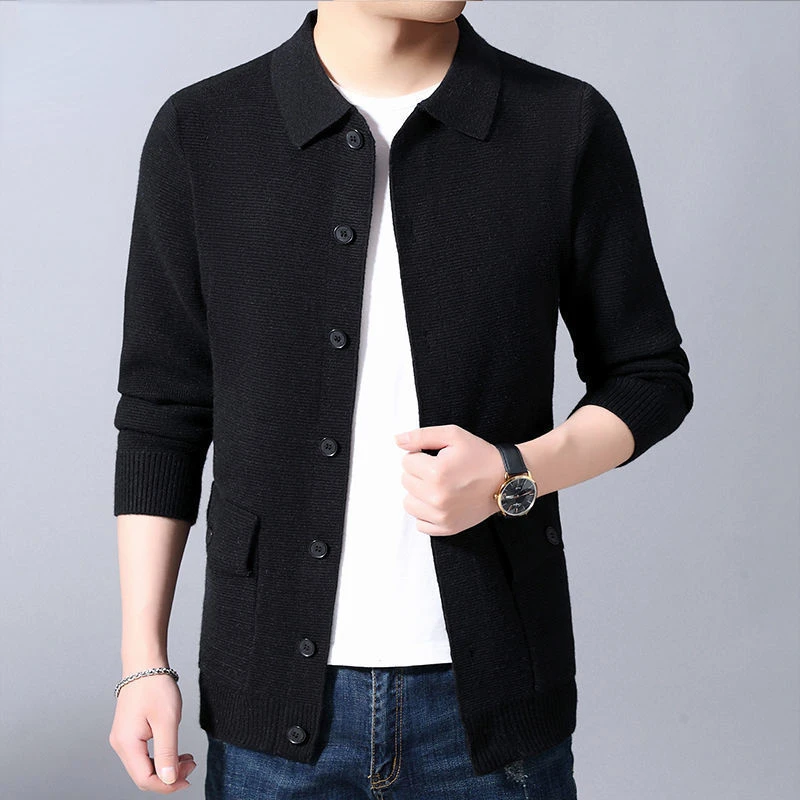 Men's Spring and Autumn Trend Knitted Cardigan Sweater Korean Knitted Coat Casual Exterior Jacket Men's Wear