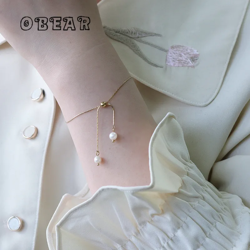 

316L Stainless Steel Natural Freshwater Pearls Adjustable Silicone Beads Bracelet For Women Girl New Trend Wrist Chain Bangles