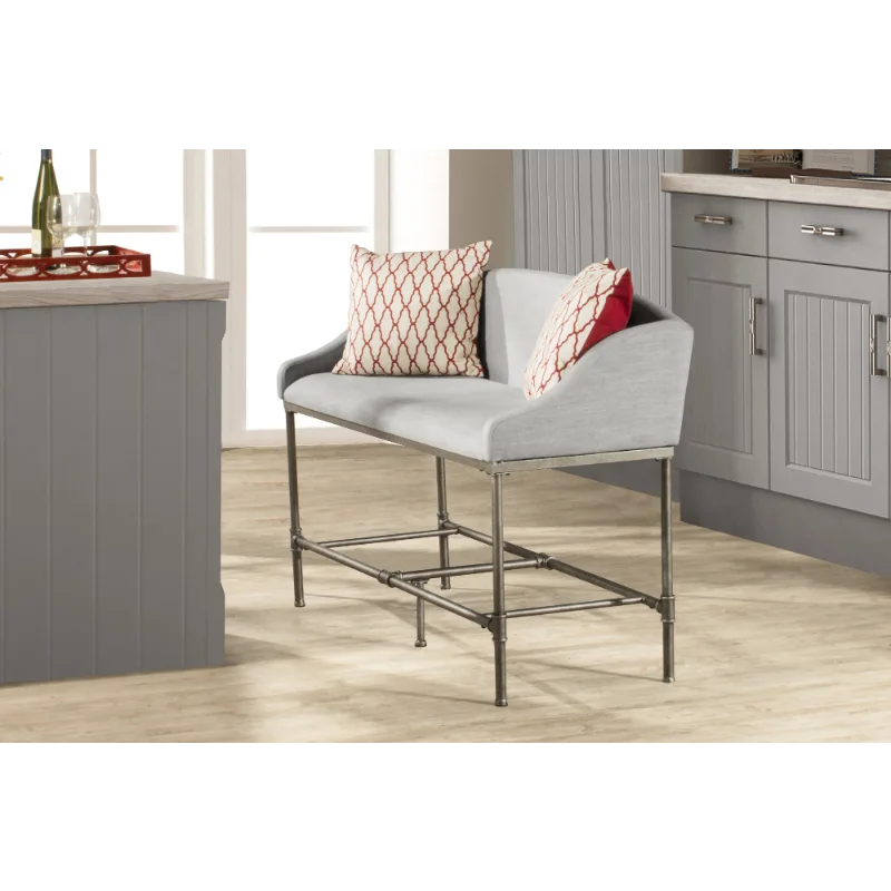 

Hillsdale Furniture Dillon Metal Counter Height Upholstered Bench, Textured Silver