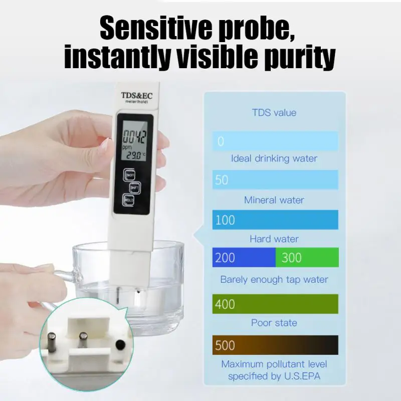 

2/4/5PCS Range 0-9990 Water Quality Tester Monitor For Drinking Water Portable Tds Meter Pen Temp Ppm Tester For Aquarium Pool