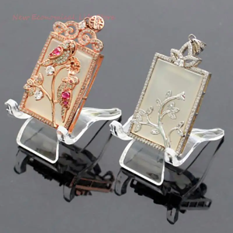 

2pcs acrylic shelf stones Crystal cluster stand Mineral specimen display holder