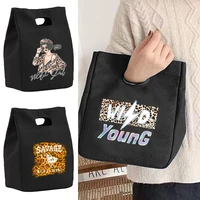 thermal canvas lunch bags for women cooler bag kids insulated lunch bento pack food picnic bag wild pattern lunch bags for work