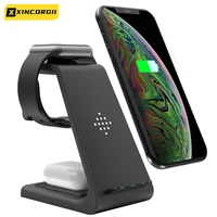 qi 3 in1 t3 wireless charger station for iphone11xrxsairpods3iwatch5 fast wireless charging stand for samsung s10watchbuds