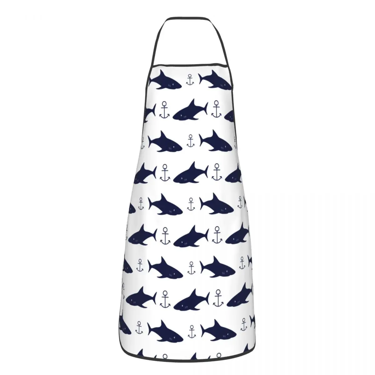 

Cute Sea Life Sharks Anchor Apron for Women Men Antifouling Kitchen Bibs Painting Pinafore