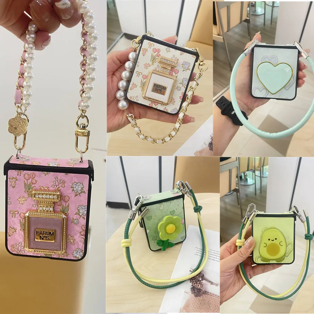 Милый мультяшный чехол с сердечками для Samsung Galaxy Z Flip6 Flip5 Flip4 Flip3 Moto Razr50 ultra OPPO Find N3Flip