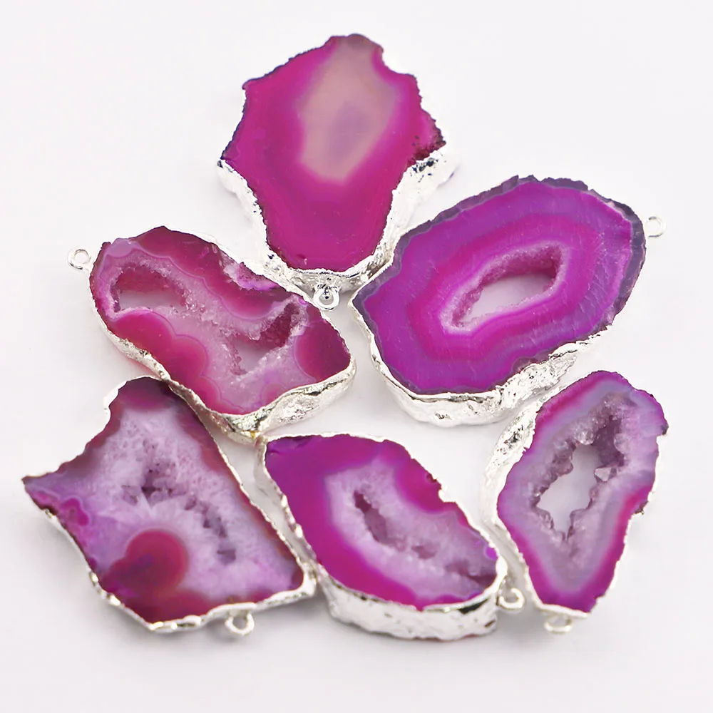 

Natural Stone Rose Red Agate Irregular Slice Pendant Gold Plated Edge Necklace Mineral Healing Charms DIY Jewelry Wholesale 5Pcs