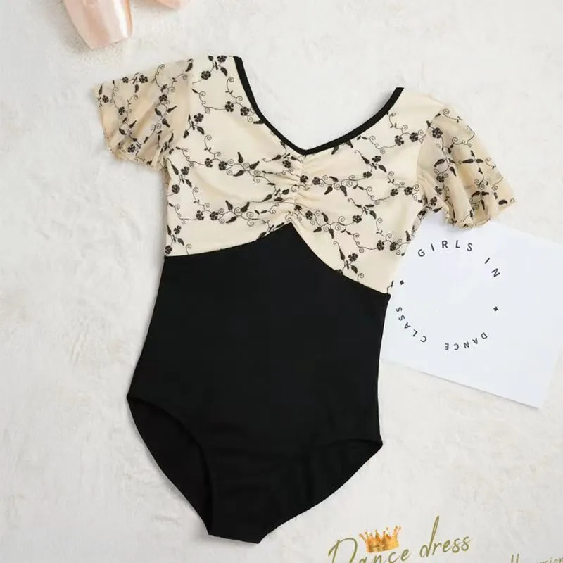 

Ballet Leotards For Women Embroidery Mesh Adult Leotard Gymnastics Training Girls Dance Wear U Shape Backless Leotard