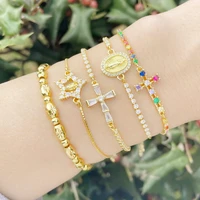 wangaiyao 2022 new fashion temperament diamond encrusted pull out bracelet ins tide personality color zircon cross bracelet