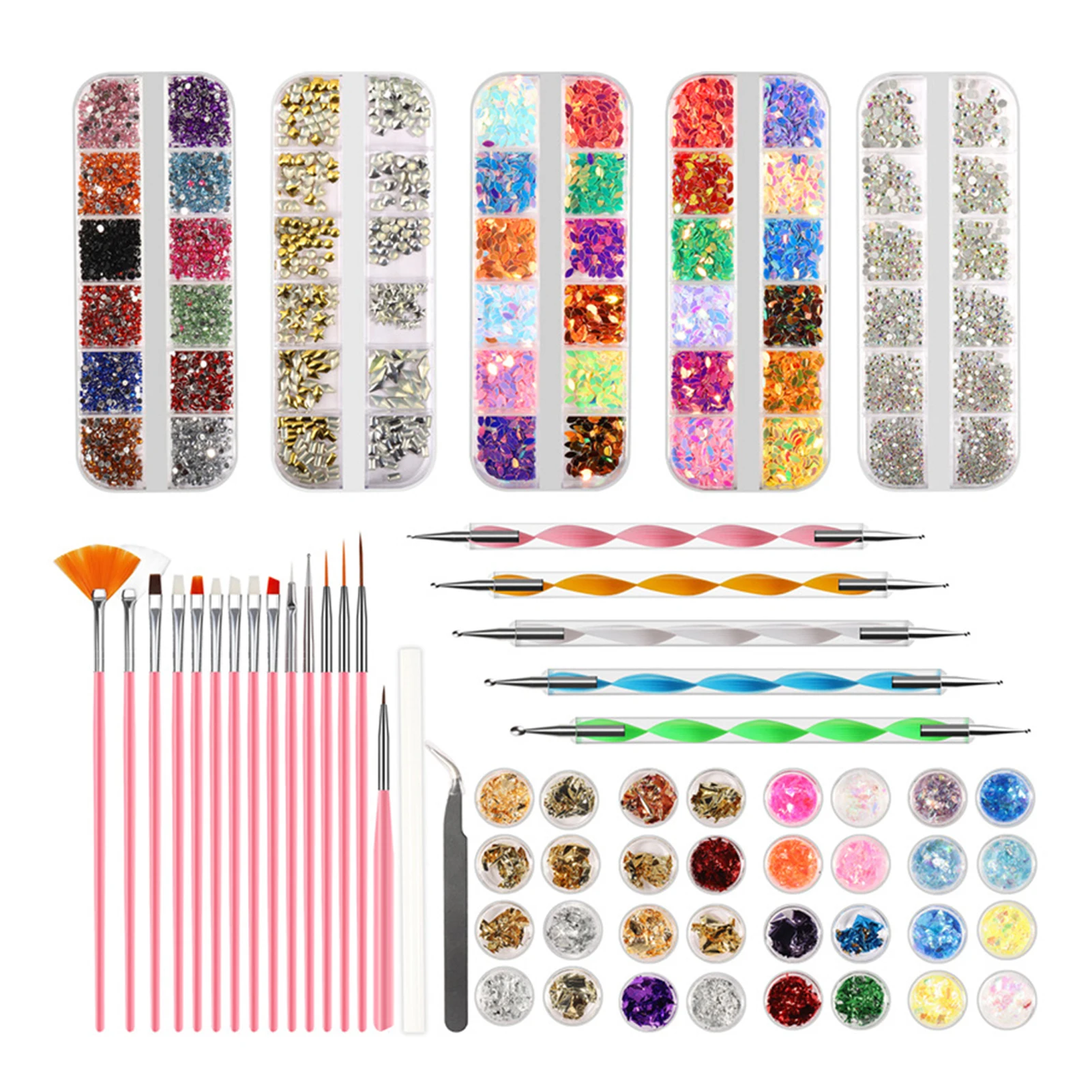 

DIY Manicure Nail Art Tools Set Professional Gift Beginners Home Salon Elbow Tweezer Fingernail Decoration Sequins Dotting Pen