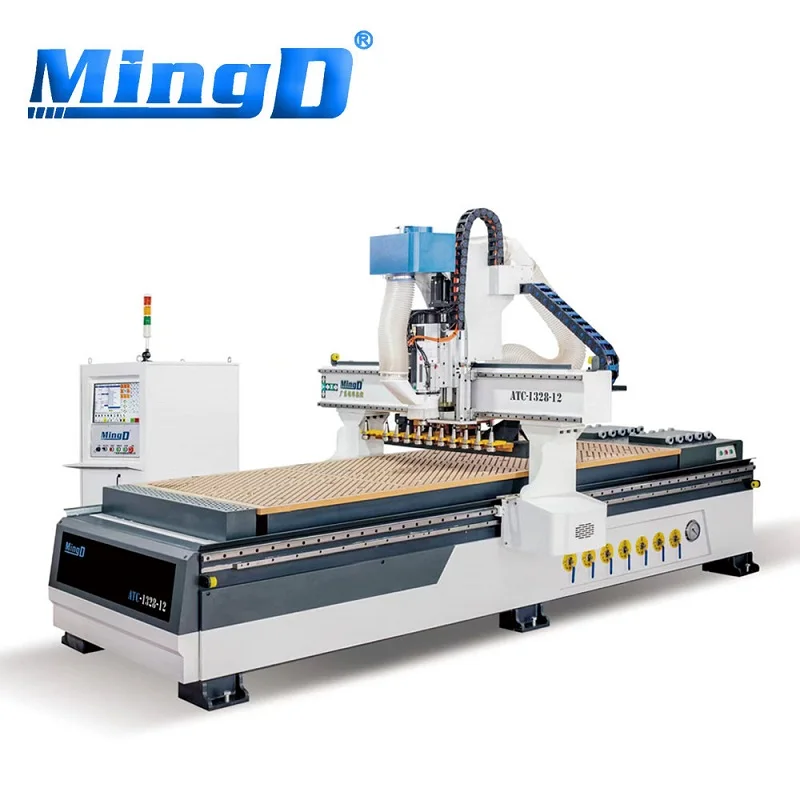 

MINGD ATC-1328-12 fully automatic cnc router for wood kitchen cabinet door wood and acrylic carving three axis router machine