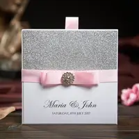 10/50pcs High Quality Wedding Invitation Kits with RSVP and Envelope with Pink Ribbon for Bridal Shower,Engagement Invite