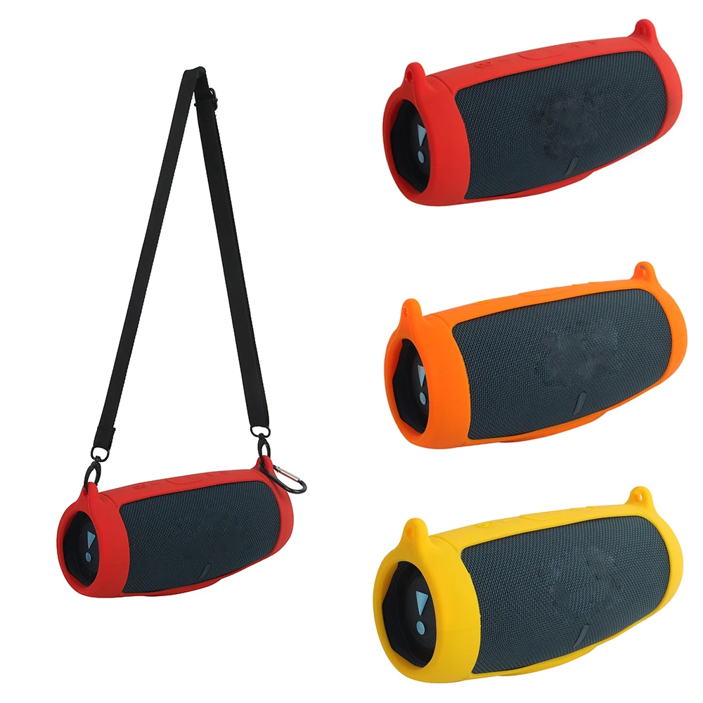 

for JBL Charge 5 Silicone Protective Case Cover Bluetooth-compatible Speaker Travel Carrying with Shoulder Strap Carabiner