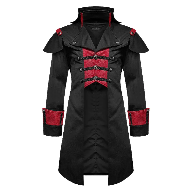 

Halloween Medieval Steampunk Assassin Elves Pirate Costume For Adult Black Vintage Long Split Jacket Gothic Armor Leather Coats