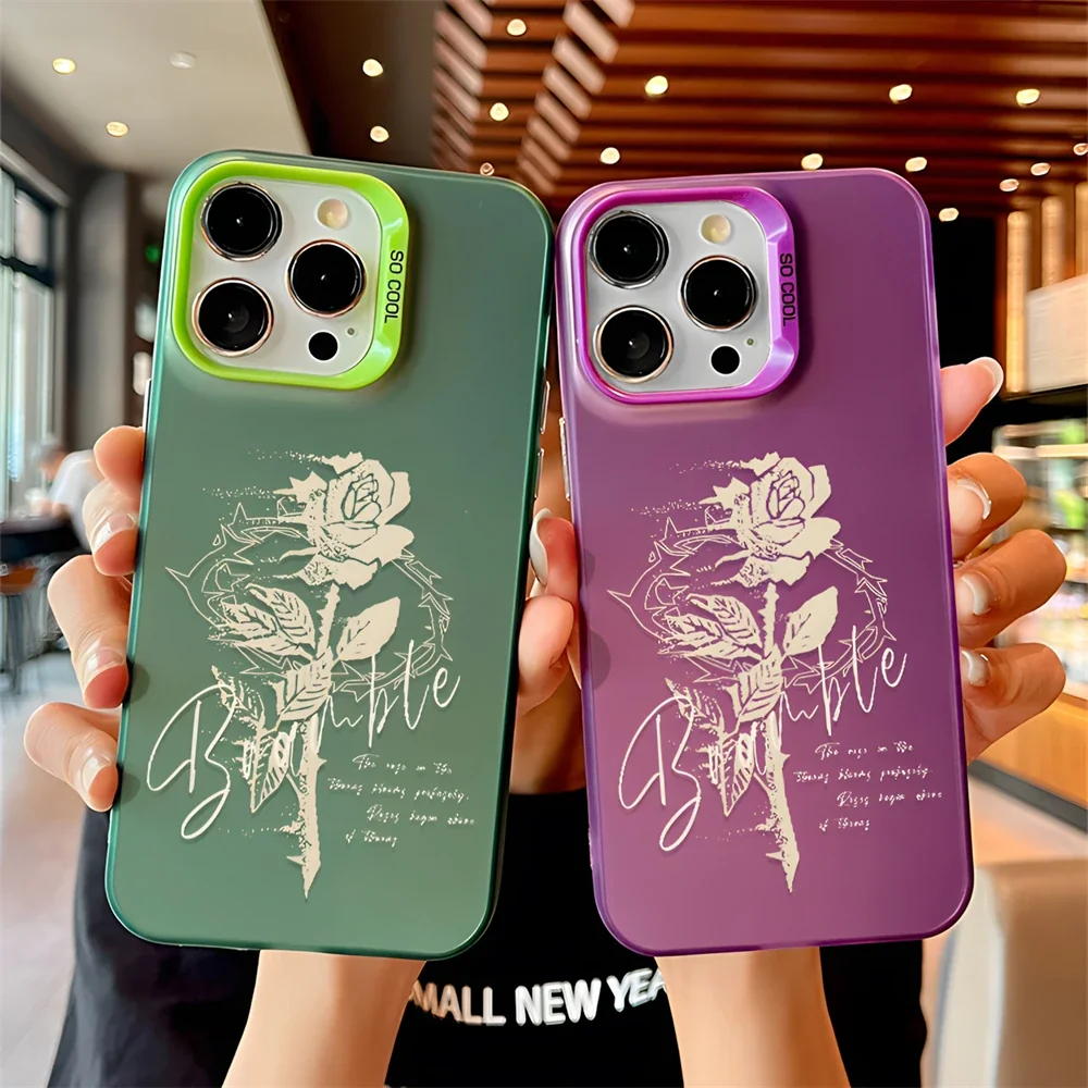 Эстетический чехол с цветочным принтом розы для iPhone 15 16 11 12 13 14 Pro Max XR Xs 8 Plus жесткий