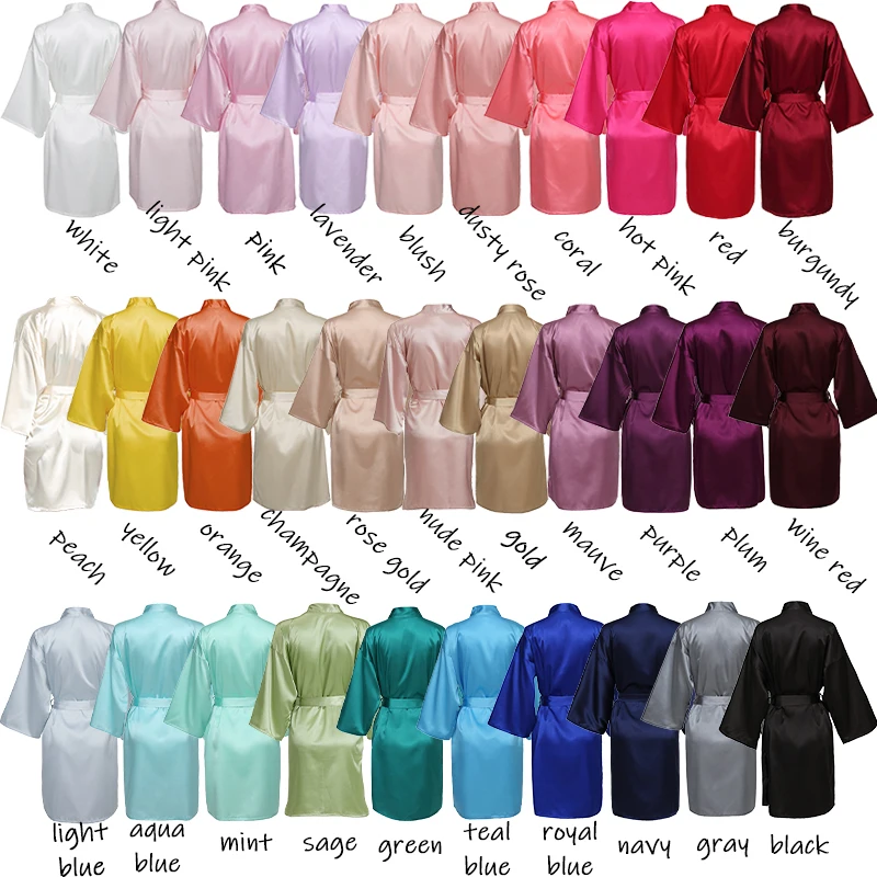 New Hot Pink Bridal Robes Night Dress Satin Silk Bride Robe Wedding Robe Bride Bridesmaid Dressing Gown Bridesmaid White Robes